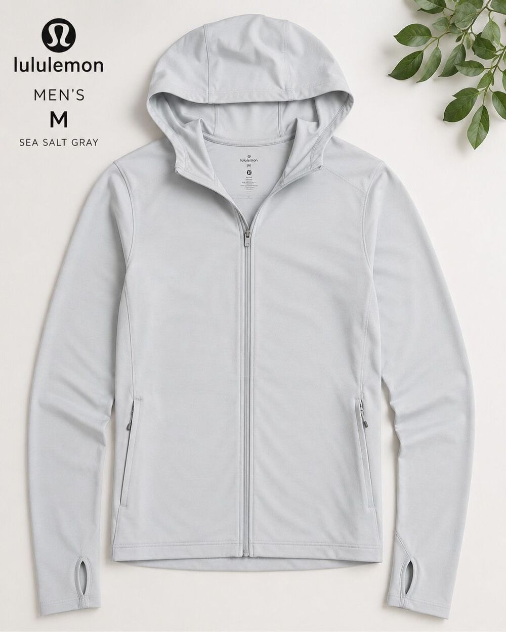Lululemon Surge Men’s Full Zip Hooded Jacket Heathered Sea Salt Gray Size Medium